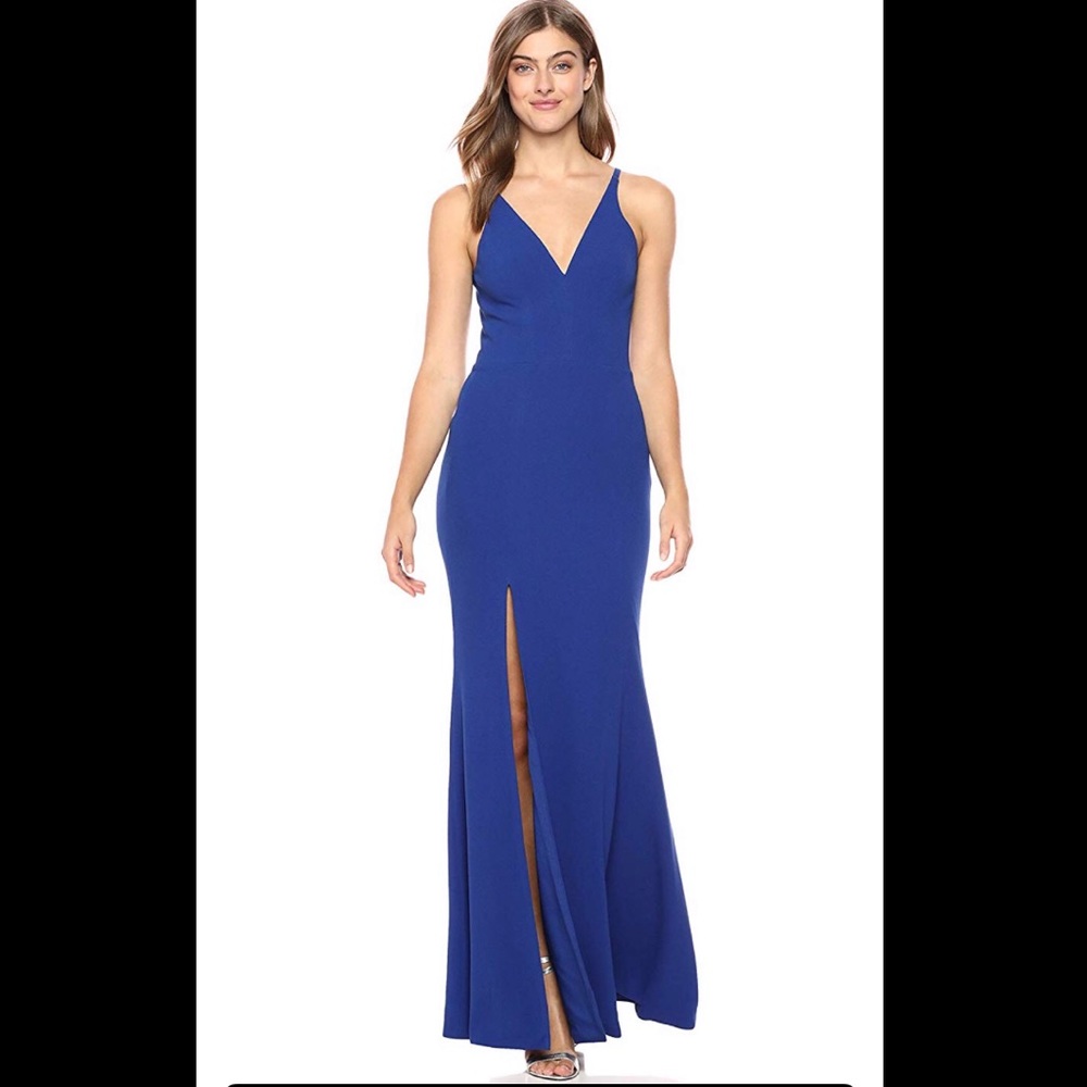 Dress The Population Iris Crepe Side Slit Gown